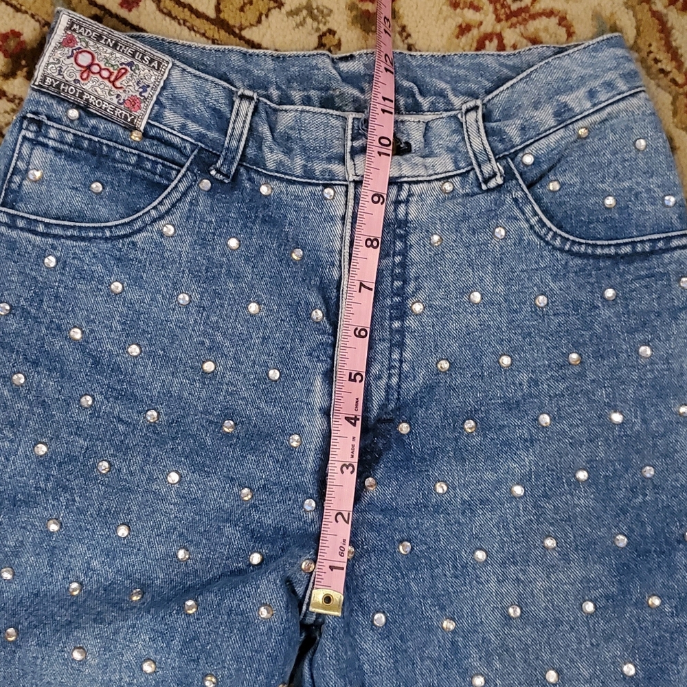 Vintage 80s Opal by Hot Property Allover Studded High Rise Jeans, Size 6 - Picture 9 of 10